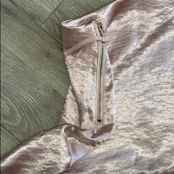 Pastel Pink Slip Silk Satin Ruffle Mini Skirt Cute Lolita Kawaii Cosplay Shine M - Picture 3 of 3